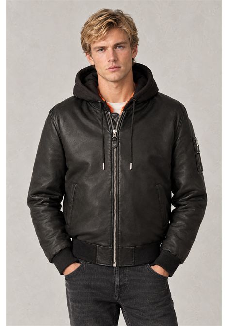 Schott NYC Bomber MA-1 in Pelle d'Agnello Nero Uomo SCHOTT N.Y.C | Giubbotti | LCSPORTBLACK